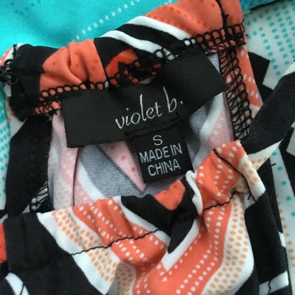 violet b. MAXI DRESS Size Small BLACK WHITE ORANGE BLUE Geometric Pattern - Picture 5 of 5